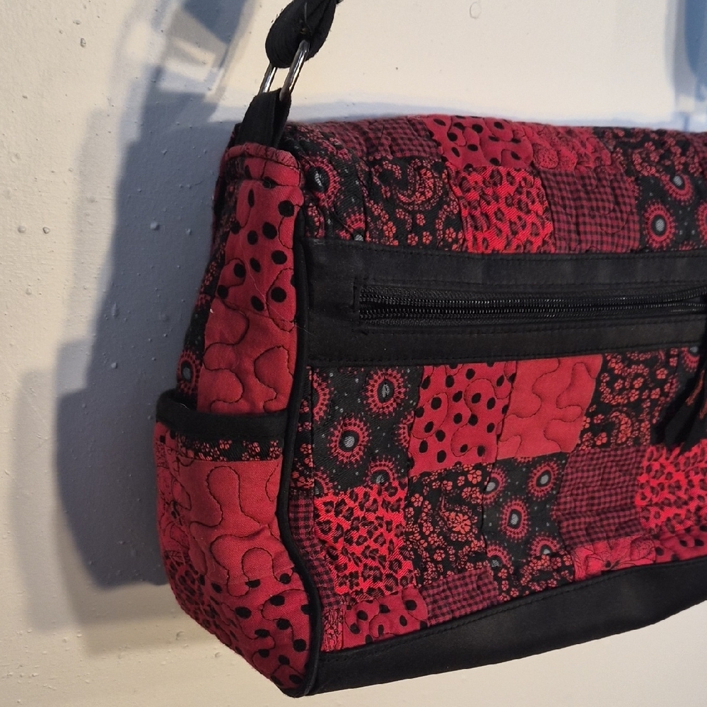 Patchwork Red And Black Shoulder Bag - image 8